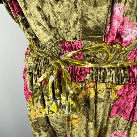 Anthropologie Velvet Somerset Maxi Dress Green and Pink Floral Size Medium - Picture 7 of 15